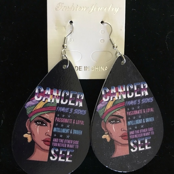 Melanin-Skin Inspired Astrology Sign Cancer Fashion Earrings - Picture 3 of 3